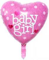 Balon Foliowy Serce Baby Shower Dziewczynka 45Cm