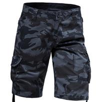 Vyriški krovininiai šortai 3/4 ilgio šortai Vyrams Camo kelnės iki kelių su kišenėmis Darbinės kelnės Vyrams Laisvalaikio Capri kelnės 33 juoda