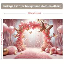 2D Dreamy Pink Curtain Backdrop with Sparkles and Balloons for Gender Reveals, Bridal Events and TV Shoots 47.2x31.5inch/120*80cm