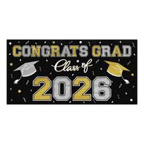 Graduation Party Backdrop Banner 150x100cm Congrats Grad Class of 2026 Graduation Photography Prop Hanging Flag Decoration for Celebration One Size juoda