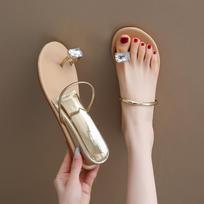 Summer thong wedge heel diamond drag casual versatile sandals for women 35 auksas