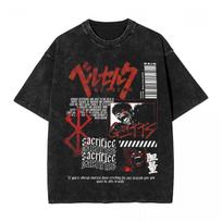 Guts Rage Berserk Anime Japan Merch Washed T Shirt for Men Women Streetwear Hip Hop TShirt Graphic Tees Tops  Cotton S