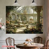 2D Greenhouse Fountain Backdrop Elegant Garden Photo Studio Background 47.2x31.5inch/120*80cm