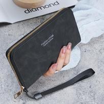 Vintage Women's Wallet Korean Style Multi Functional Card Bag Mobile Zero Coin Purse Handheld Long Shoulder Bag 19.5*2.5*10cm juoda