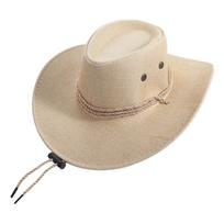Simple Linen Western Cowboy Hat Beach Cap Climbing Hat Summer Sun Hat Wide Brim Sun Protection Cap Beach Sunscreen Cap Travel smėlis