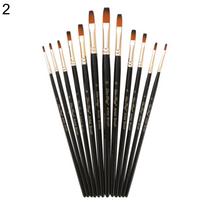 FLH 12Pcs/Set Professional Artist Paint Brush Acrylic Watercolor Oil Painting Tool 2#