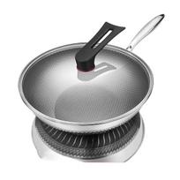Dvipusė nerūdijančio plieno wok keptuvė,  34cm + stiklinis dangtelis