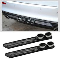 1Pair Universal Car Auto Styling Fake Decorative Vent Grid Exhaust Muffler Pipe juoda