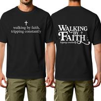 Men's Casual Graphic T-Shirt Walking by Faith Tripping Constantly Printed Crew Neck Short Sleeve Comfortable Fit Fashion XXL juoda