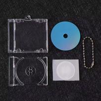 Clear Peripheral Commemorative Album Blank Mini CD Case Pendant for DIY Keychains Backpack Hanging Decoration Keyrings 1 set