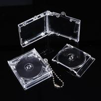 Mini Cd Keychain Album Cases Plastic Cd Cases Clear DVD Cover Bulk DVD Jewel Keyring Music Blank Mini Compact Disc Holder 1PC
