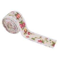Flower Printed Printed Burlap Ribbon Rustic Style Jute Belt Strap Hessian Ribbon  Gift Wrapping