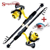 Sougayilang Joran Pancing Gulungan Kombinasi Pa11+1BB teleskopinės meškerės karpių žūklės ritės rinkinys Rod1.8m -CTR2000