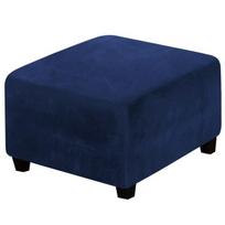 Red Velvet Ottoman Stool Slipcovers Square Chair Footrest Washable Removable Sofa Chair Cover Elastic Footstool Protector Covers 1PC