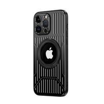 Rotacinis stovas Telefono dėklas skirtas iPhone 12 13 14 15 Pro Max 14Plus Minkštas kraštelis Magnetinis aliuminio galinės plokštės laikiklis Aušinamas telefono dangtelis For iPhone 14 juoda