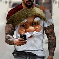 Juokingi Kalėdų Senelio grafiniai marškinėliai Madingi 3D spaudiniai Vyriški marškinėliai Hip Hop Trend Kalėdų drabužiai Laisvalaikio kaklo viršutinės dalies trumpomis rankovėmis S