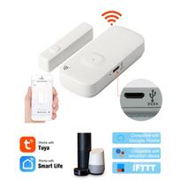 WIFI durų jutiklis Tuya APP valdymo durų lango atidarymo apsaugos signalizacijos jutiklis magnetinis jungiklis 1pcs balta