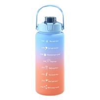2000 ml didelės talpos sportiniai vandens buteliukai Maistinės kokybės plastikas Be BPA Nepralaidus Nešiojamas vandens puodelis su laiko žyma Lauko stovyklavimui, sportui. mėlyna