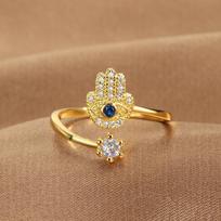 Hamsa Rankos Reguliuojami Žiedai Turkijos CZ Piktos Akies Žiedas Moterims Fatimos Rankos Laimės Amuletas Papuošalai Apsauga Dovana adjustable opening
