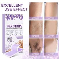 Single-piece Double-sided 40 Patches Purple Boxed Hair Removal Wax Paper Disposable Legs Armpits Hands And Whole Body Hair Removal One Size beige