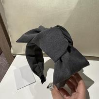 Korėjietiškos-prancūziškos retro pilkos spalvos kaspino formos galvos juosta - elegantiškas moteriškas plaukų aksesuaras