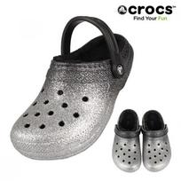 Crocs Classic Blizgūs su pamušalu Mediniai batai Vilna 205842 067 Juodi Sidabriniai 205842067265