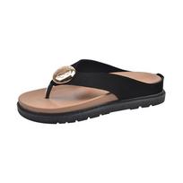 Inwardly Height-increasing Shoes Metal Round-clasp Flip-flops Women's Summer Flip-flops 35 juoda