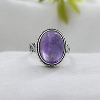 Ametisto sidabrinis žiedas, vasario mėnesio gimtadienio akmens papuošalas, 925 prabos sidabro rankų darbo papuošalas, unisex žiedas Ar8949 5 violetinė
