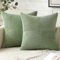 Beige Throw Pillow Covers 18x18inch 45x45CM Solid Corduroy Striped Cross Patchwork Textured Cushion Covers Home Decor for Couch 45x45 CM