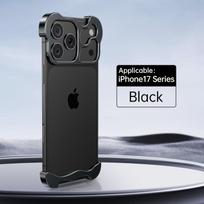 Aukščiausios kokybės titano lydinio metalinis kampų apsaugos dėklas, skirtas iPhone 17 Air Pro Max, su objektyvo plėvelės apsaugos rinkiniu Case & Camera Protector&iPhone Air juoda