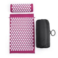 1Set Acupressure Yoga Mat Cushion Massage Body Needles With Spikes Pillow Foot Massager Fitness Pilates rožinė raudona spalva