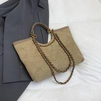 Tote Bag, Laid-back Style, Large-capacity Hand-held Women's Bag, Fashionable Chain Single-shoulder Bag chaki