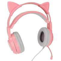 SYG25 Cat Ear Gaming Headset USB+3.5mm Plug Gaming Headphone Supports Volume Adjustment Microphone Mute Pinkish