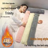 XL Hot Water Bottle - Extra Long Water-Filled Bag for Sleeping and Warming Feet Girly Pink Rabbit Velvet