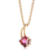 Square Red Natural Zircon Pendant Necklace For Women Fashion  Rose Gold Color Pendant Wedding Jewelry Crystal Gift