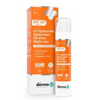 The Derma Co matinis gelinis apsauginis kremas nuo saulės be aliejaus SPF 50 PA++++ Lengvas, nepaliekantis balto efekto, riebiai odai, neriebus finišas 50 g