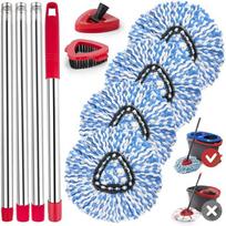 Spin Mop Replacement Head for O Cedar 2 Tank RinseClean, 4 Microfiber mop Refill, 1 Scrub Brush, 1 Mop Stick, 1 Mops Base, Deep Cleaning for Ocedar 4Tank