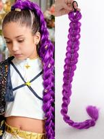 32 colio pintas violetinės spalvos plaukų kuodelis su blizgučiais, perukas, super priauginamos šukuosenos, blizgūs blizgučių plaukai vaikams, Kalėdų Cosplay, Rumi plaukai