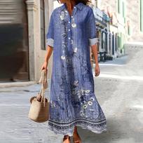 Women's Casual Loose Fashionable Floral Print Dress S