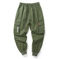 Hip Hop Cargo Kelnaitės Vyriškos mados bėgikai Laisvalaikio kelnės Gatvės apranga Daugiakišenės juostelės Karinės kelnės Vyriškos haremo kelnės Didelio dydžio M žalia