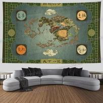 Avatar the Last Airbender Map Wall Tapestry Colorful Hanging Beach Mat Appa Bedroom Decoration Witchcraft Theme Home Decor 74x94cm(29x37in)