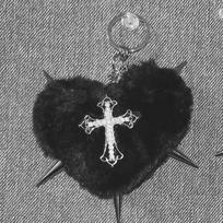Goth Punk Jewelry Leopard Print Rivet Cross Keychain Punk Cool Grunge Rock Heart Bag Keychain Decoration Accessories black