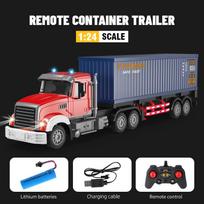 RC Car Big 1/12 1/24 9ch 6ch Remote Control Oil Tank Truck Electronic Simulation Trailer LED RC Container Truck Rechargeable