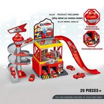 Garage Racing Track Sliding Car Parking Lot Toys Multi-Storey Car Parking Fire Police Engineering Mini Vehicle Toy for Boys Gift gray