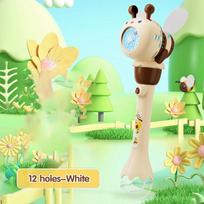 Automatic Bubble Machine Cute Bee 12Hole Electric Soap Bubble Maker Cartoon Bumble Bee Bubble Blower Outdoor Toy for Kids balta