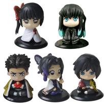 Demon Slayer Action Figures - Kimetsu No Yaiba Set with Kamado Tanjirou Nezuko Agatsuma Zenitsu - Anime Model Statue Collectible