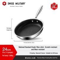 SWISS MILITARY Titanium Diamond 0-Coating Non-stick Frying Pan