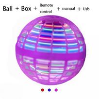 Flying Ball Boomerang Spinner Toys Hand Control Drone 360° Rotating Mini UFO With LED Lights for Children Funny Birthday Gifts violetinė