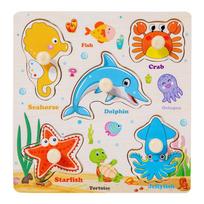 Montessori Baby Toys Wooden Puzzle Hand Grab Board 3D Animals Puzzle Matching Game Wood Kids Toys Educational Toys for Children