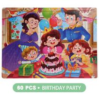60PCS Wooden Jigsaw Color 3D Puzzle Cartoon Characters Animal Early Educational Learning Logical Thinking Focus Puzzle Toys Gift mėlyna